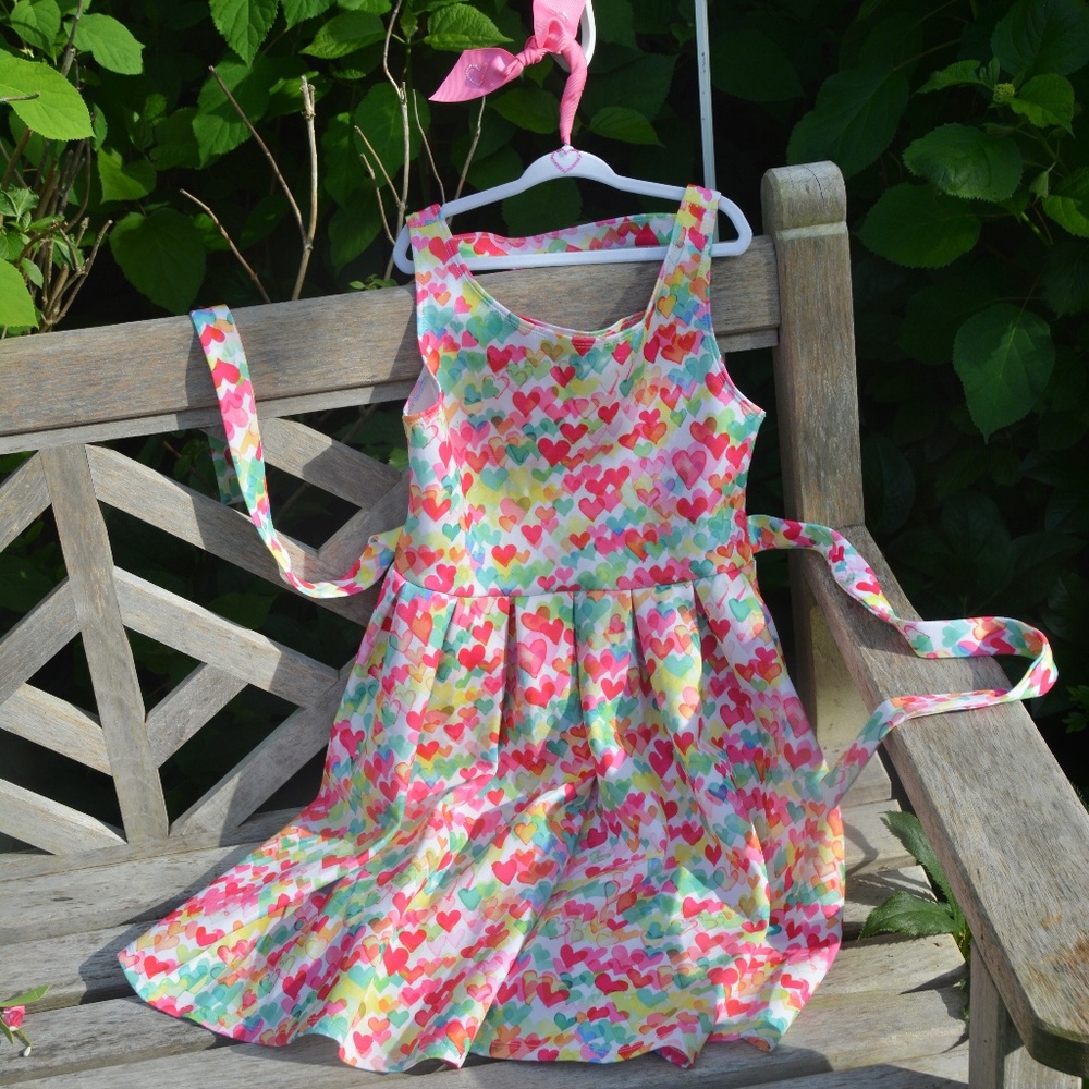 Kate Mack heart dress with lattice back and full skirt - Size 10Y